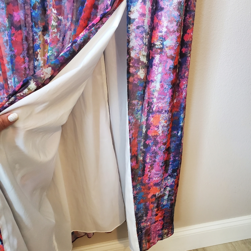 Aidan by Aidan Mattox Multicolor Floral Maxi Dress - Purple, Pink, Blue - Picture 10 of 10